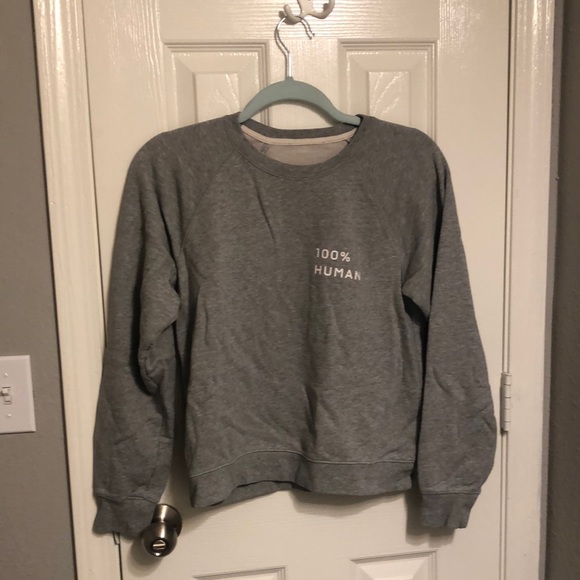 EVERLANE The 100% Human Small Grey French Terry Sweatshirt in Small Print - Picture 2 of 4